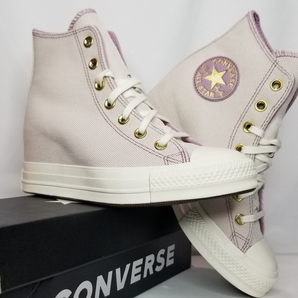 Converse Women's All Star Hidden Wedge Sneakers Orchid Dust/Gold Size 7.5 NWT